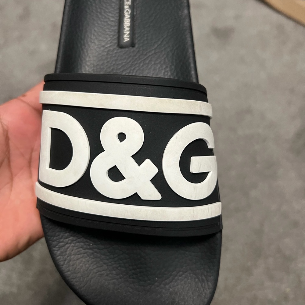 D&G Black & White Logo Slide Sandals - Picture 9 of 14